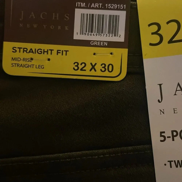 Jachs Men’s 5 Pocket Green 34x30 32x30 Straight Leg Stretch Pant #7 - Picture 6 of 7